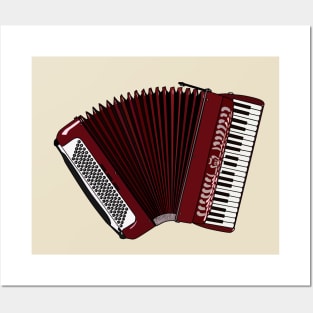 Accordion cartoon illustration Posters and Art